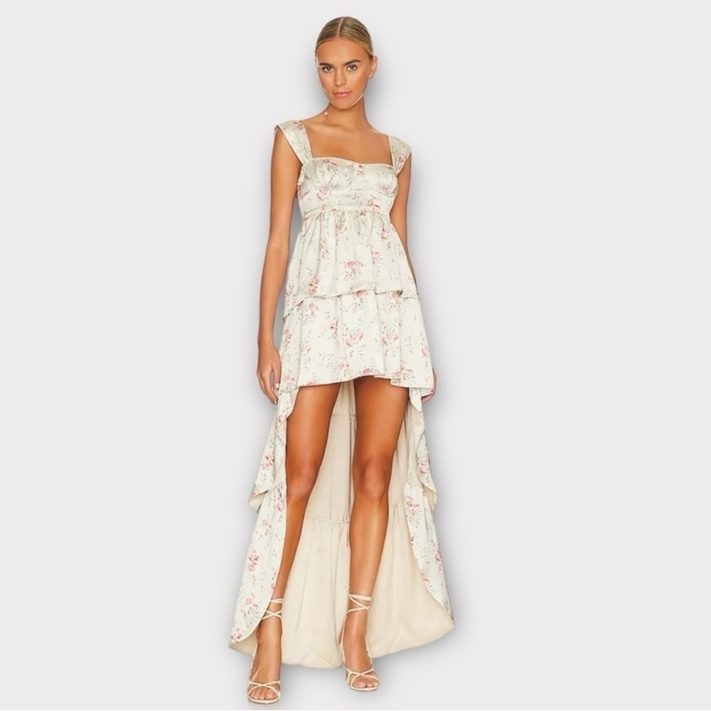WeWoreWhat Ivory Floral High Low Dress